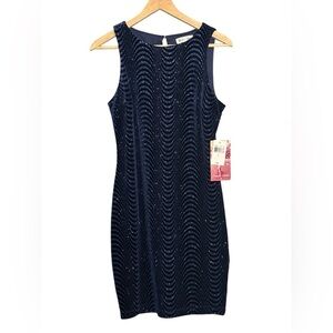 NWT Emerald Sundae Velvet Navy Blue Glitter Dress Size‎ L Holiday Formal